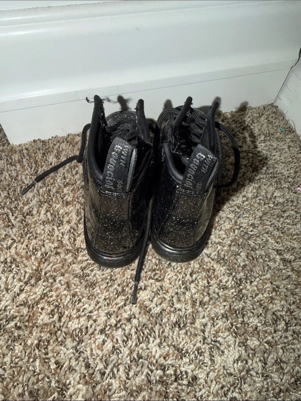 Kids Dr. Martens Glitter Combat Boots - Youth Sparkle Lace-Up